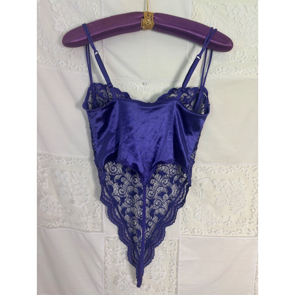 VTG Victoria's Secret Gold Label Purple Lace Teddy Bodysuit Size 36B - Picture 2 of 13